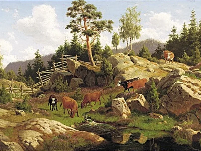 1827-Carl Henrik Bogh - Mucche al pascolo in montagna